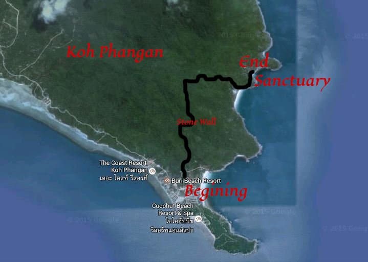 Hiking in Thailand on Koh Phangan Map