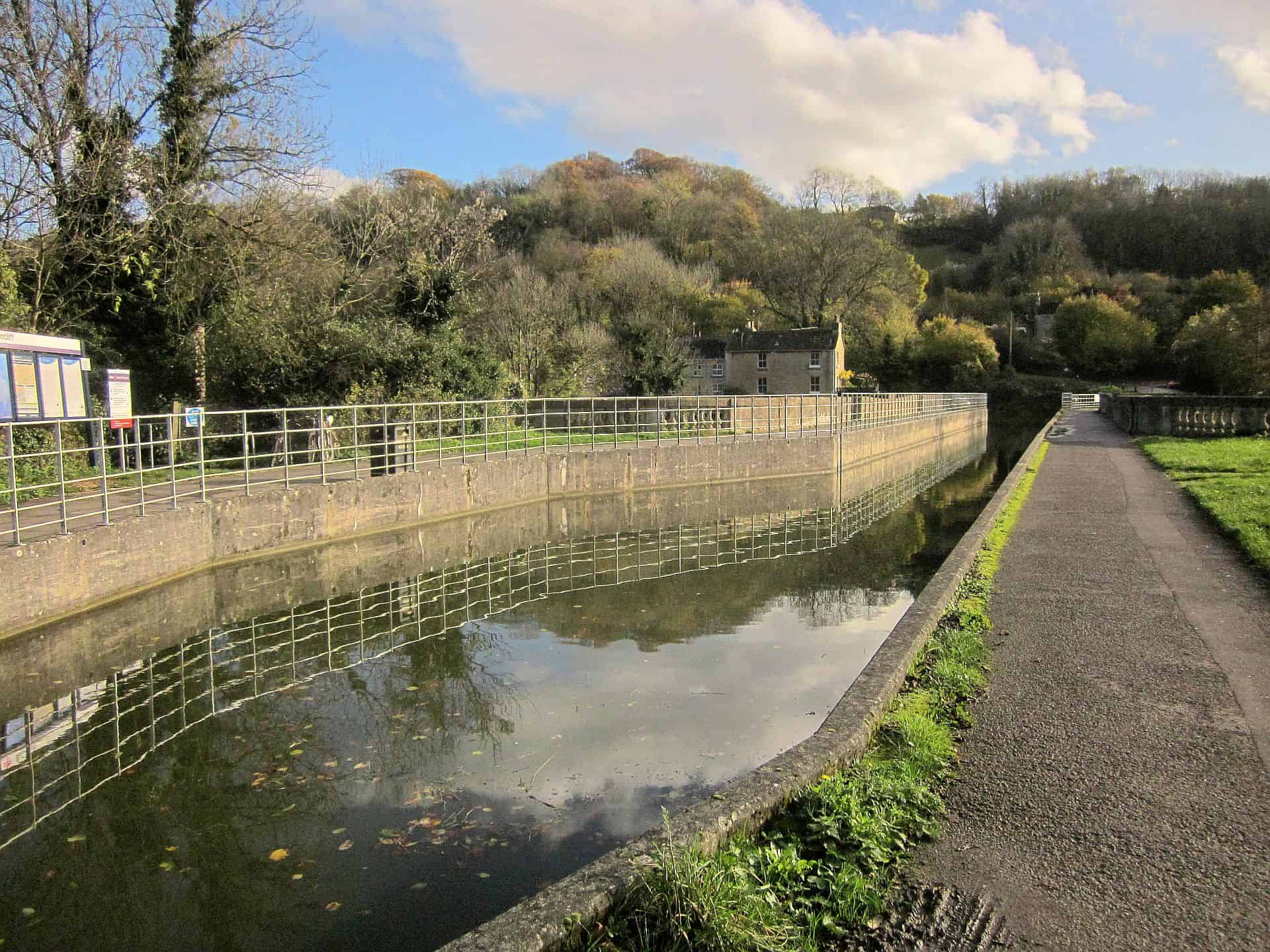 Historic Avoncliff Aqueduct carrying the Kennet and Avon Canal across the River Avon near Bradford-on-Avon