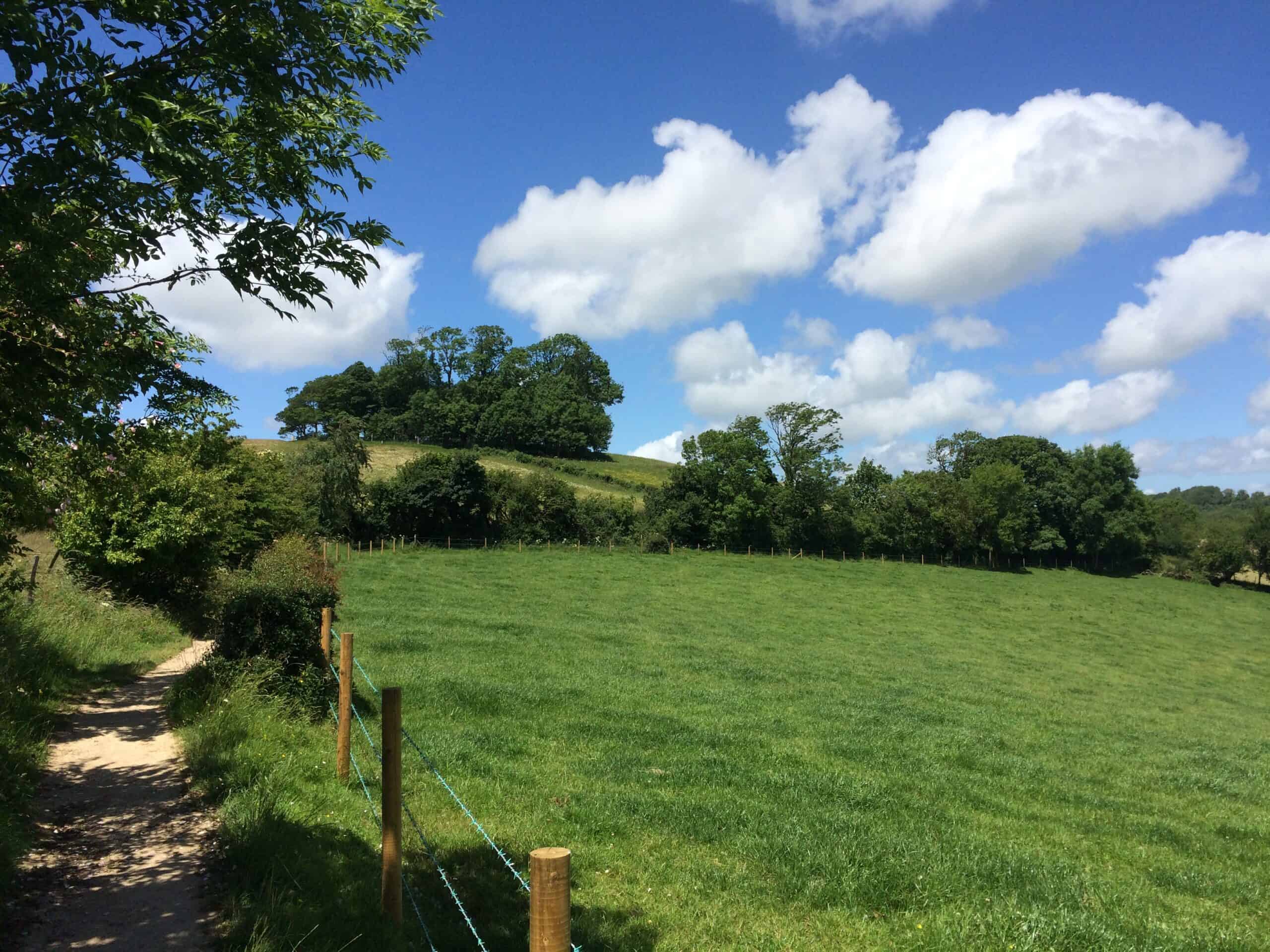Kelston Roundhill rising above the green countryside west of Bath